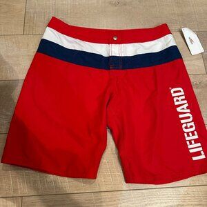 SPEEDO WOMENS RED LIFEGUARD SWIM SHORTS NEW SIZE 6